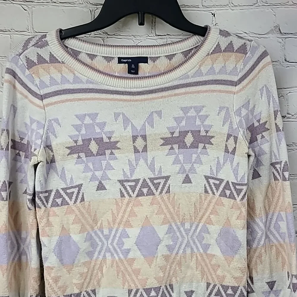 Gap Sweater Dress Girls 12 Pullover Long Sleeve Kids Cute Winter Tan Tribal Knit